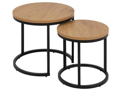 Set príručných stolíkov Spiro (2 ks) - dub divoký / čierna