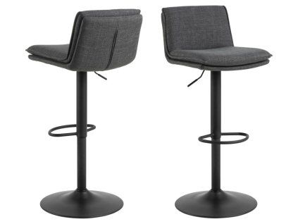 2x Barová stolička Flynn - tmavosivá / čierna