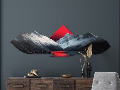 Minimalistický obraz Červený horizont (Povrchová úprava Matná, Rozmer obrazu 19 x 60 cm)