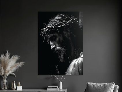 Čiernobiely obraz Trpiaci Spasiteľ (Farba rámu Bez rámu, Povrchová úprava Matná, Veľkosť obrazu A4)