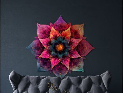 Kvetinová mandala Dúhová jednota (Povrchová úprava Matná, Rozmer obrazu 33,5 x 35,5 cm)