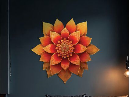 Kvetinová mandala Oheň večera (Povrchová úprava Matná, Rozmer obrazu 32 x 33,5 cm)