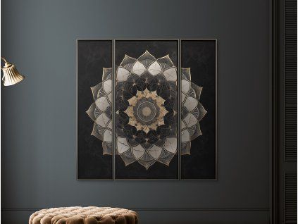 Trojdielna mandala Energia stredu (Povrchová úprava Matná, Rozmer obrazu 52 x 52 cm)