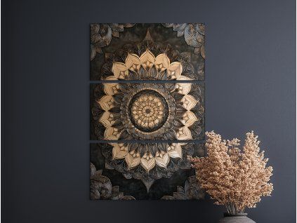 3-dielna mandala Zemská rovnováha (Povrchová úprava Matná, Rozmer obrazu 57,5 x 37,5 cm)