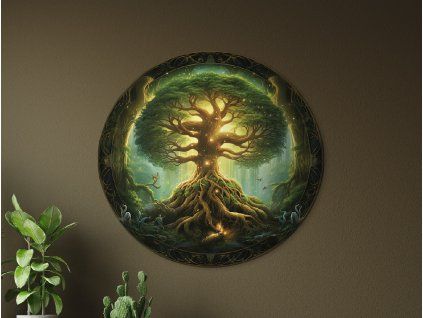 Okrúhly Strom života Yggdrasil (Povrchová úprava Matná, Rozmer obrazu 33,5 x 35 cm)