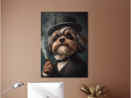 Obraz Pán Shih Tzu v klobúku (Farba rámu Bez rámu, Povrchová úprava Matná, Veľkosť obrazu A4)