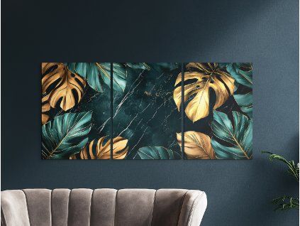 Trojdielny obraz Monstera (Farba rámu Bez rámu, Povrchová úprava Matná, Veľkosť obrazu A4)