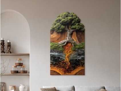 Strom života Deväť svetov (Povrchová úprava Matná, Rozmer obrazu 49 x 27 cm)