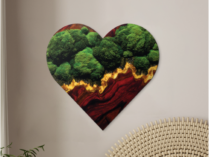 Srdcový machový obraz Spojenie (UV tlač) (Povrchová úprava Matná, Rozmer obrazu 35,5 x 37,5 cm)