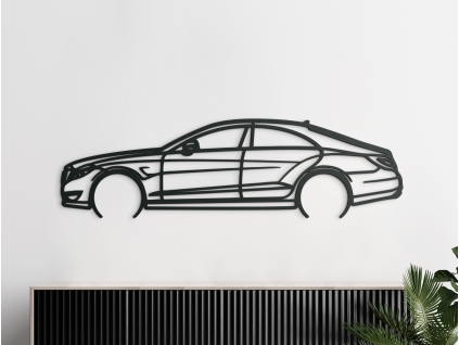 AKCIA Drevená nálepka na stenu Mercedes CLS63 AMG - 25x86 cm, čierna