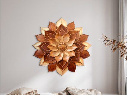 Farebná mandala Drevená ruža (Povrchová úprava Matná, Rozmer obrazu 33,5 x 34 cm)