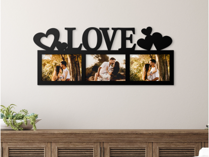 AKCIA - Fotorámik so srdiečkami Love, Biela