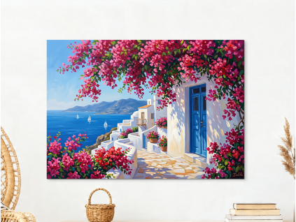 Obraz Rozkvitnuté Santorini (Farba rámu Bez rámu, Povrchová úprava Matná, Veľkosť obrazu A4)