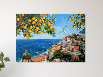 Obraz Amalfi s citrónmi (Farba rámu Bez rámu, Povrchová úprava Matná, Veľkosť obrazu A4)