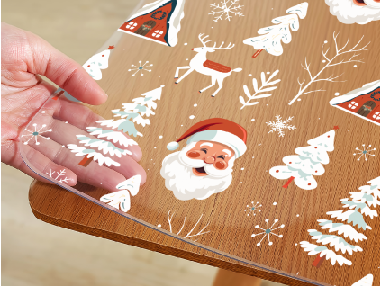 Mäkké sklo Santa - PVC fólia na stôl (na mieru) (Tvar stola Zaoblené rohy)