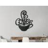 Drevená nálepka na stenu Coffee (Farba obrazu Sivá, Rozmer obrazu 22,5 x 26,5 cm)