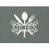 Drevený nápis Kitchen s príborom a zdobením (Farba obrazu Biela)