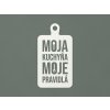 Drevený obraz do kuchyne Moja kuchyňa moje pravidlá (Farba obrazu Biela)