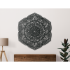 Drevená mandala na stenu Kvety (Farba obrazu Sivá, Rozmer obrazu 79,5 x 87,5 cm)