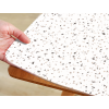 Mäkké sklo Biely terrazzo vzor - PVC fólia na stôl (na mieru) (Tvar stola Zaoblené rohy)