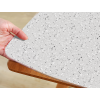 Mäkké sklo Sivý terrazzo vzor - PVC fólia na stôl (na mieru) (Tvar stola Zaoblené rohy)